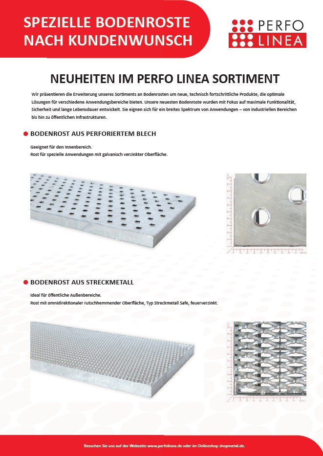Bodenroste, Streckmetall, Perforierte Bleche, Sonderanfertigung, Treppenstufen, Geprägtes Blech